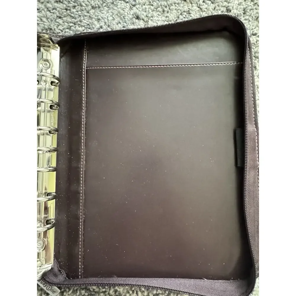 Franklin Covey Day One Zip Planner Binder W/ Handles Brown Pink Purse Organizer